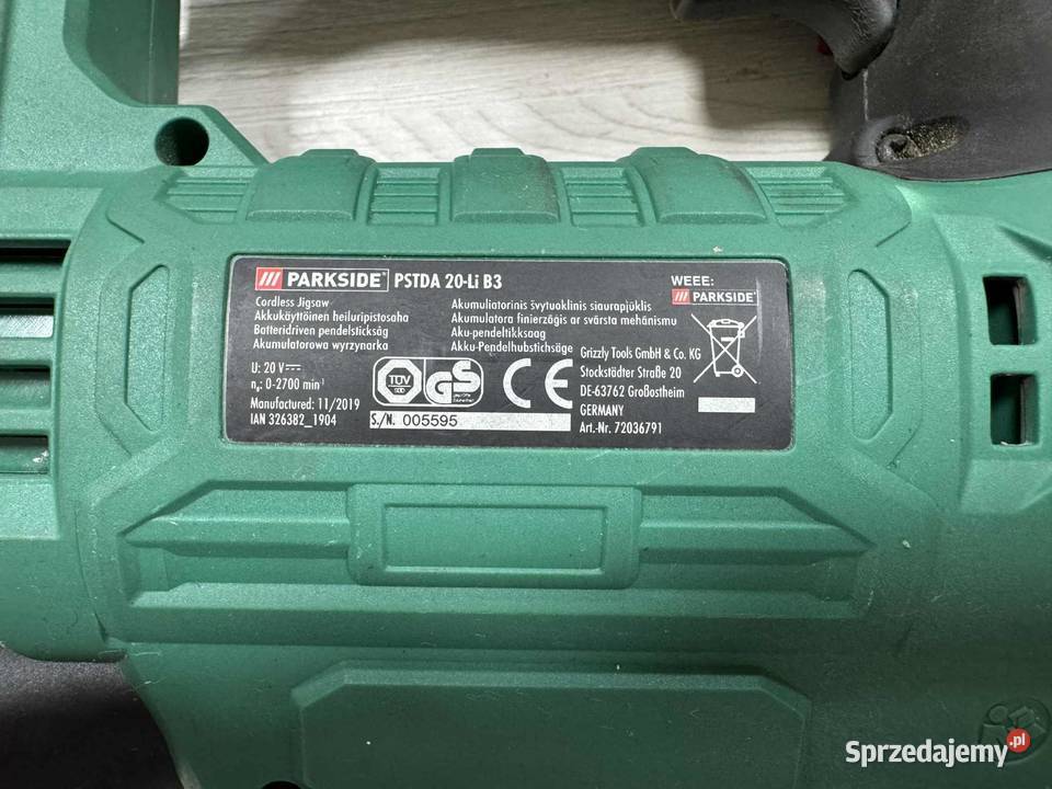 Wyrzynarka Akumulatorowa Parkside 20V PSTDA 20Li Elbląg