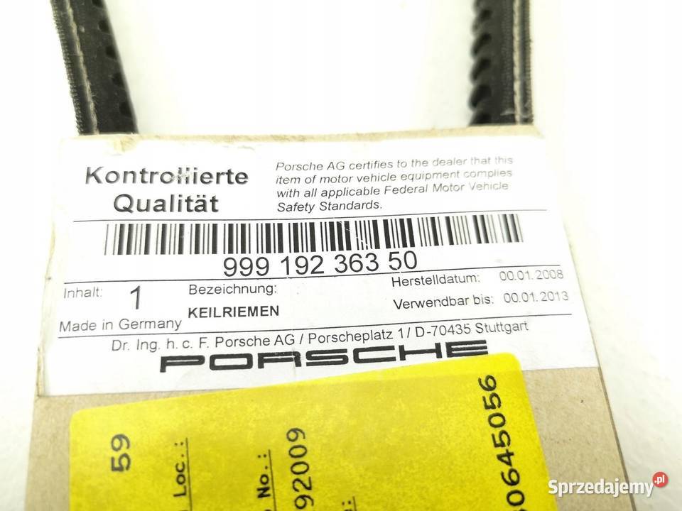 PASEK ROZRZĄDU PORSCHE 911 36 9398 NOWY ORYG lubelskie