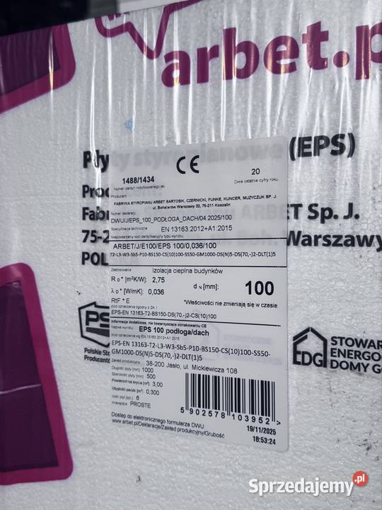 styropian dach podłoga EPS100 Arbet 220 m3 świętokrzyskie Oleśnica