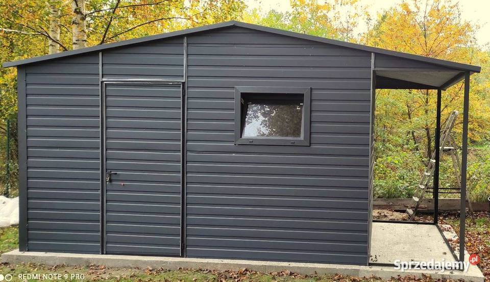 Grafitowy Blaszak Garaż  Wiata Ogrodowa Garaże Wejherowo