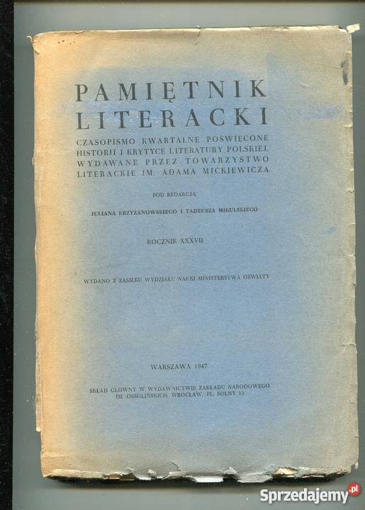 Pamiętnik Literacki Rocznik XXXVII Szczecin sprzedam