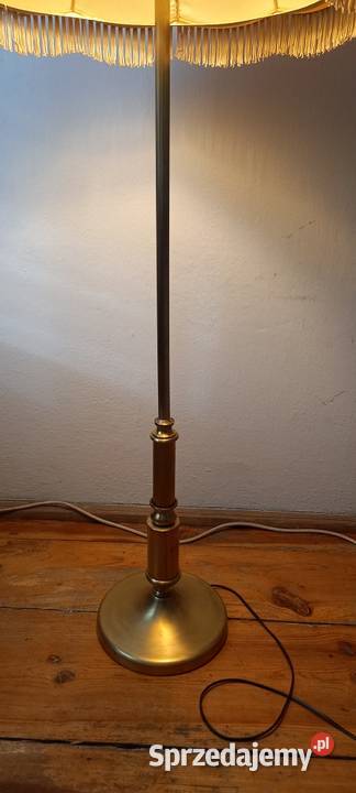 Mosiężna lampa podłogowa z abażurem Antyki, Sztuka, Kolekcje Skierniewice