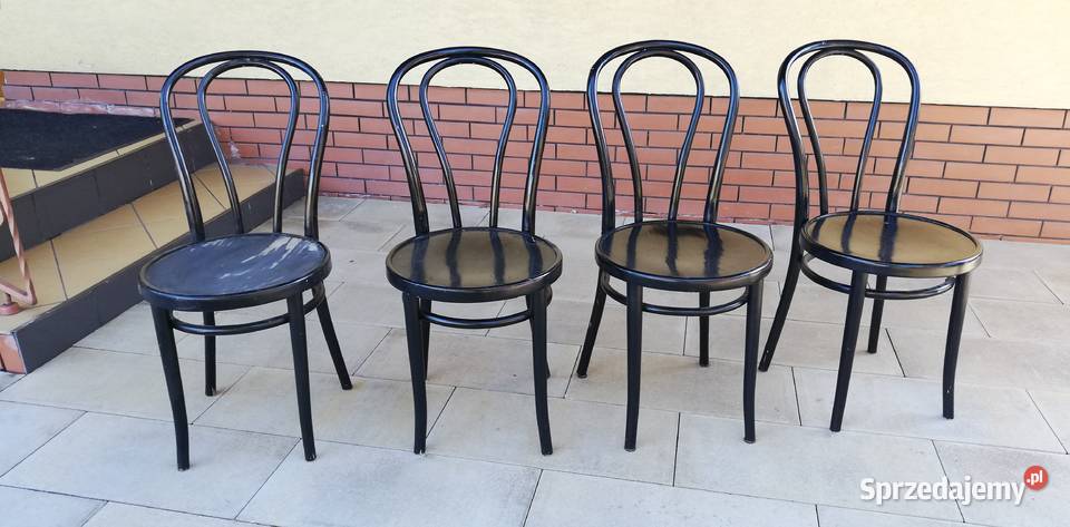 Krzesło czarne gięte drewniane Radomsko 4 krzesła stylowe