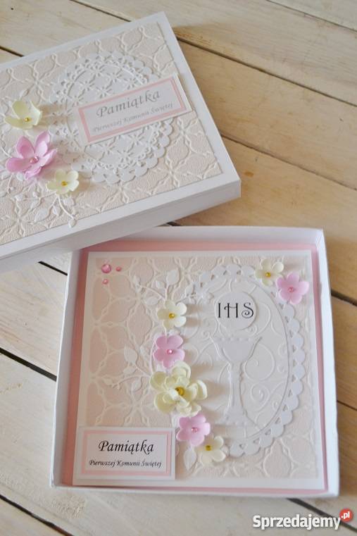 Kartka na Komunię Święta w pudełku ręcznie Słupsk