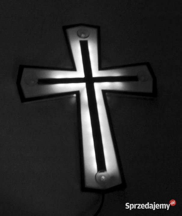 KRZYZ LED tablica biały tabliczka krucyfiks Kobierno