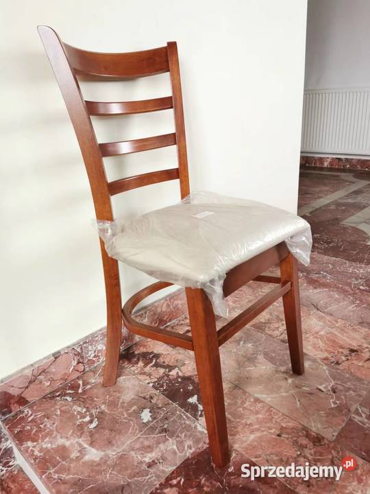 Nowe drewniane krzesło do jadalni tapicerowane Kajetany