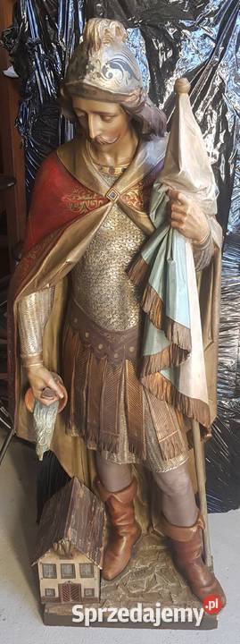 Rzeźba figura Św Florian drewno polichromia XIX warmińsko-mazurskie Orneta