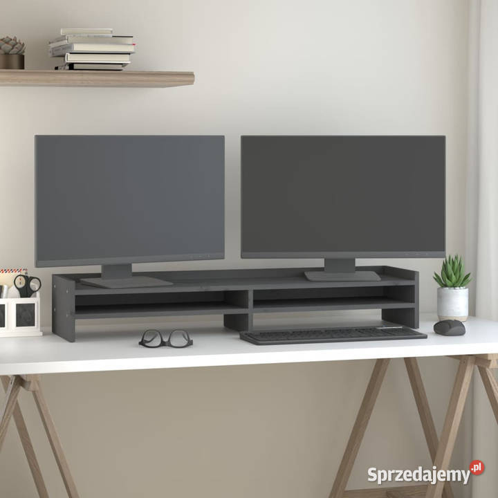 Podstawka na monitor szara 100x24x16 lite drewno Pozostałe Warszawa