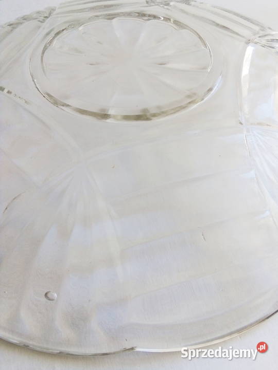 szklany talerz patera huta Niemen vintage PRL Częstochowa