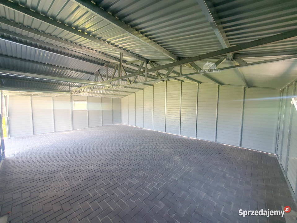 GARAŻ BLASZANY 9m x 6m DWUSPAD 3X BRAMA OKNO Łapanów