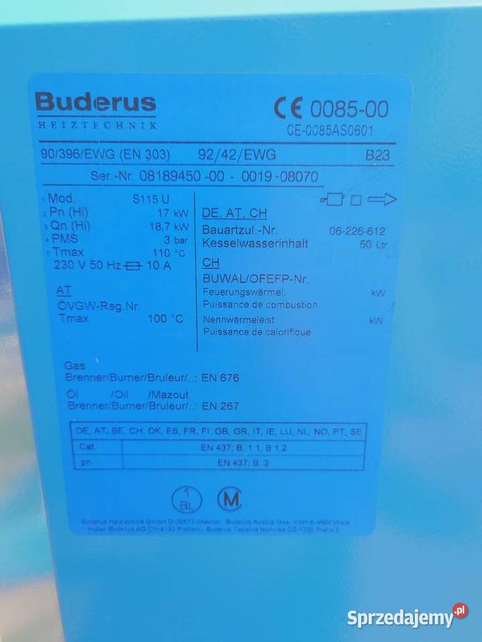 Piec na olej opałowy Buderus opolskie Korfantów sprzedam