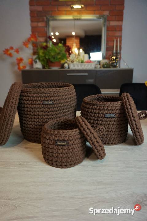 Komplet koszyków pokrywki polskie rękodzieło Józefów