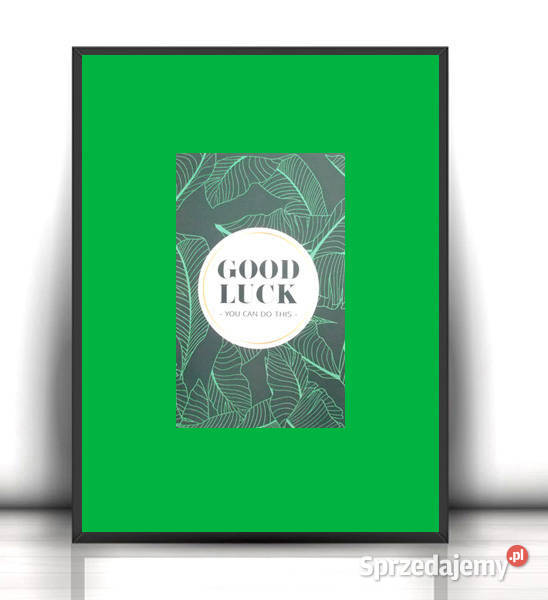 zielony plakat A4 mały plakat do domu good luck Olsztyn