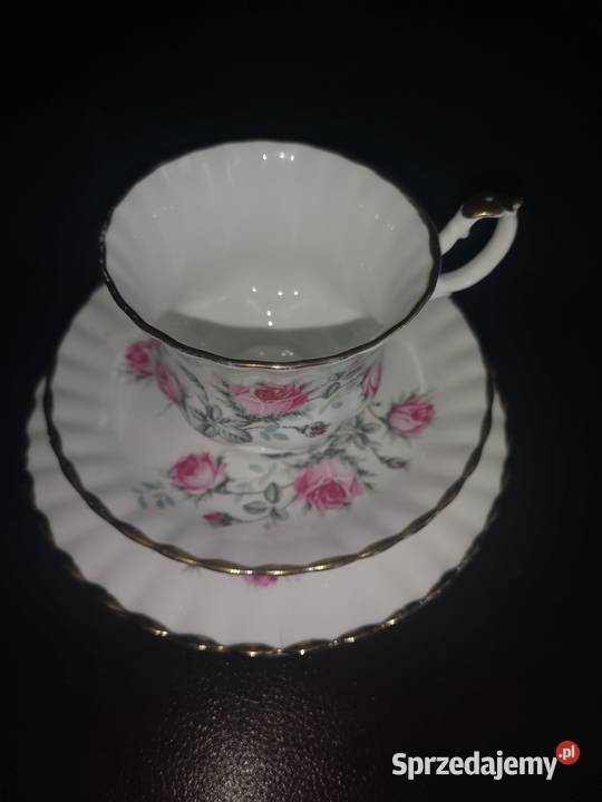 Filiżanka z talerzykiem deserowym roze Anglia Gdańsk