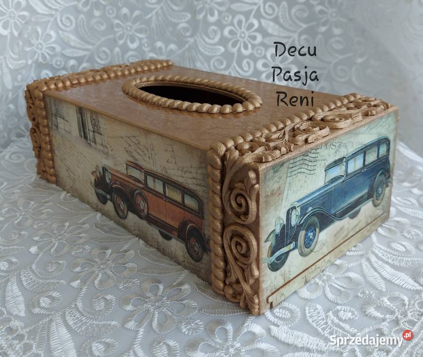 Chustecznik drewniany rękodzieło decoupage Dąbrowa Górnicza