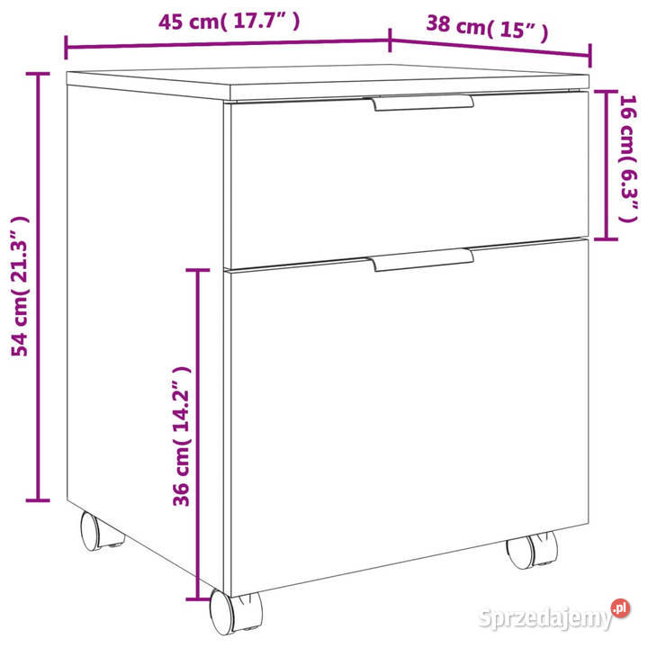 Szafka na dokumenty na kółkach czarna 45x38x54 Warszawa