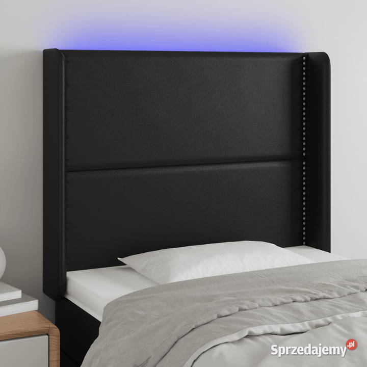 Zagłówek do łóżka z LED czarny 93x16x118128 Ramy i stelaże