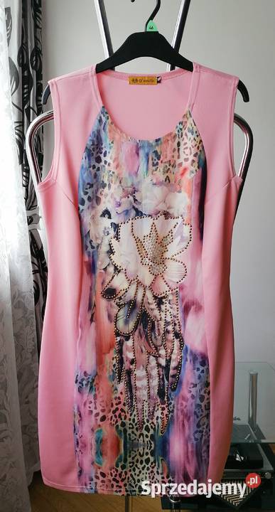 NOWA RÓŻOWA SUKIENKA OVAVIFA PIĘKNIE ZDOBIONA RL Łódź