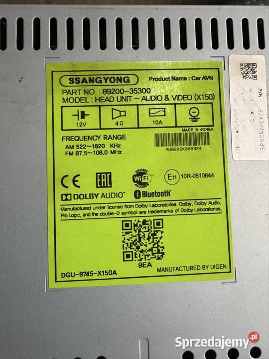 Oryginalne radio AVN nawigacja ekran SSANGYONG Łódź