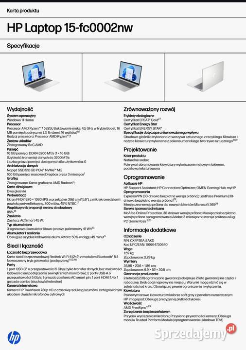 Sprzedam NOWY laptop HP mazowieckie Warszawa sprzedam