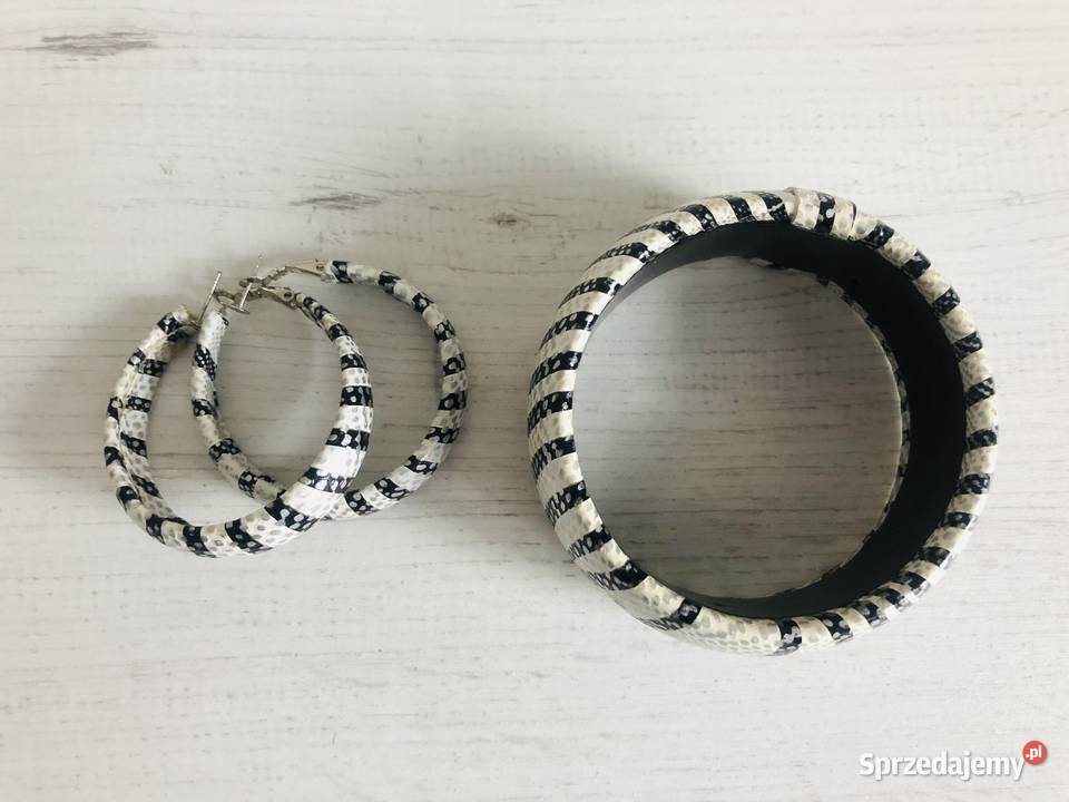 NOWE Kolczyki klipsy biało czarne bransoletka Dla kobiet Łódź sprzedam