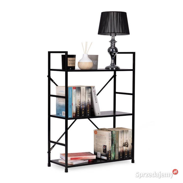 Regał drewniany metalowa rama szeroki LOFT 3