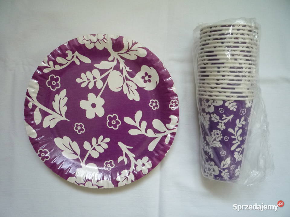 Kubki 19 i Talerzyki Papierowe 19 Fioletowe na odcienie fioletowego Szczecin