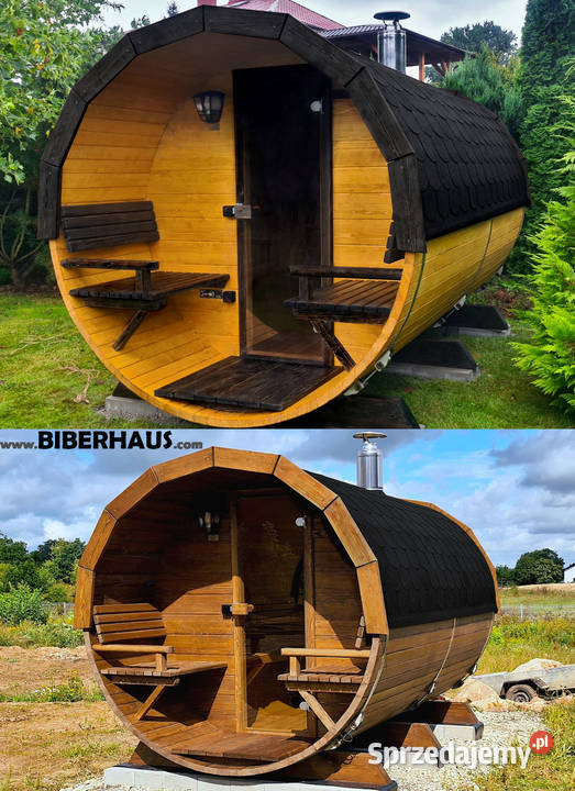 SAUNA Ogrodowa 300 PRZEDSIONEK zew Beczka 500L Nowy Targ