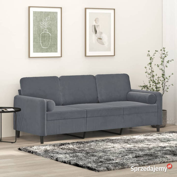 3osobowa sofa z poduszkami ciemnoszara 180 Warszawa