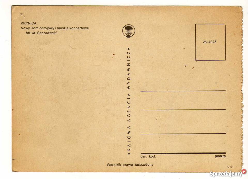 KRYNICA MUSZLA KONCERTOWA POCZTÓWKA Pocztówki i karty telefoniczne Krynki