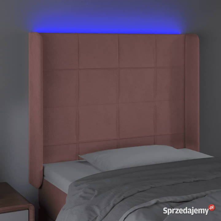 Zagłówek do łóżka z LED różowy 83x16x118128