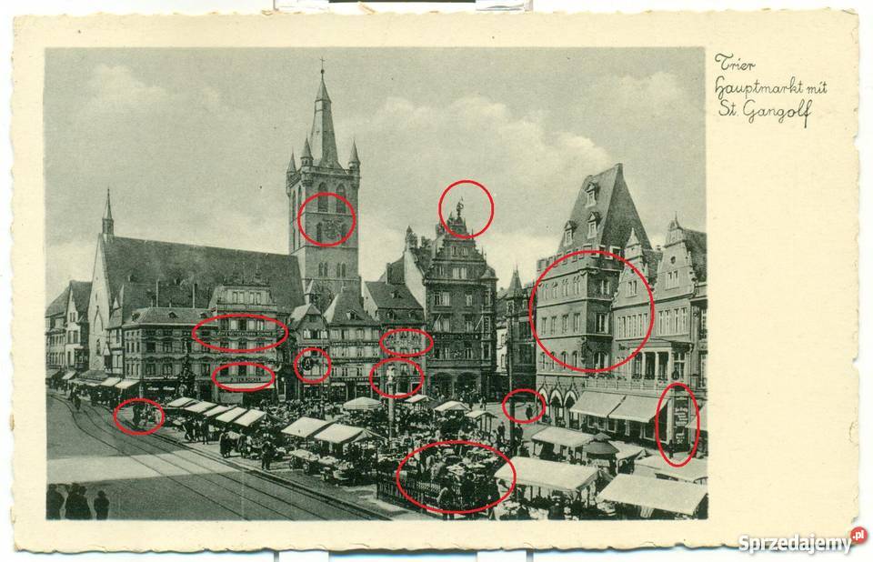 Trier Hauptmarkt mit St Gangolf Postkarte Pocztówki i karty telefoniczne Ostrów Wielkopolski