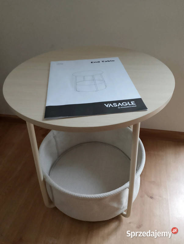 Stolik kawowy okrągły z koszem Brzeziny