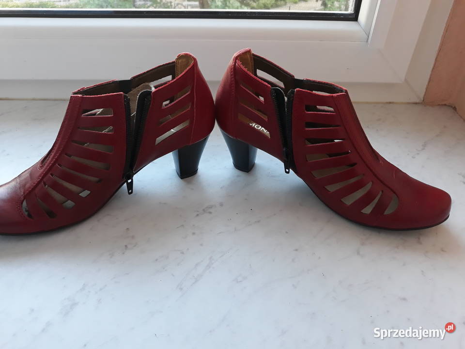Eleganckie buty damskie MONAX czerwone skóra Opole