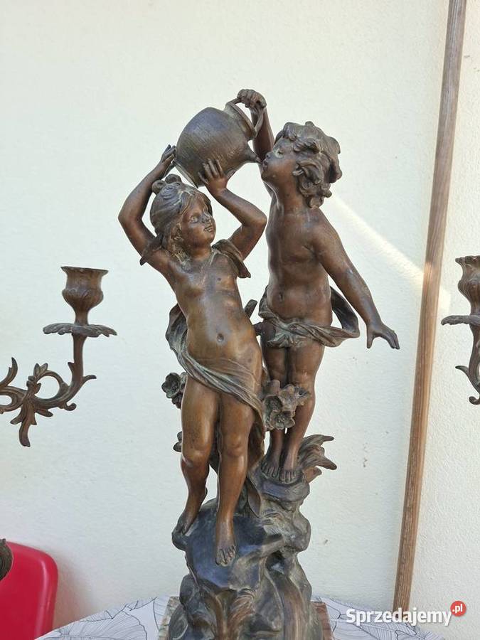 Kominkowy zegar francuski plus dwa kandelabry podkarpackie Rzeszów