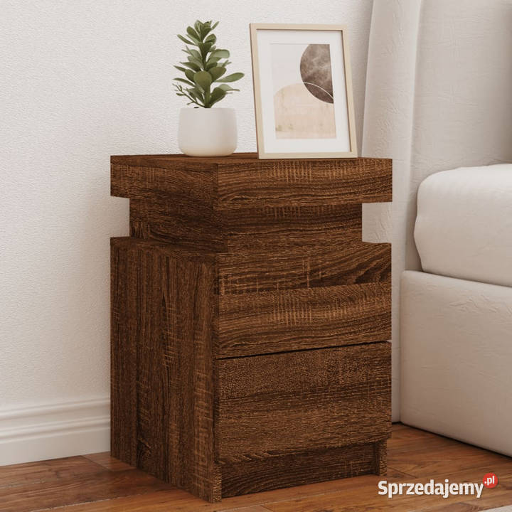 Szafki nocne z LED 2 brązowy dąb 35x39x55 Warszawa