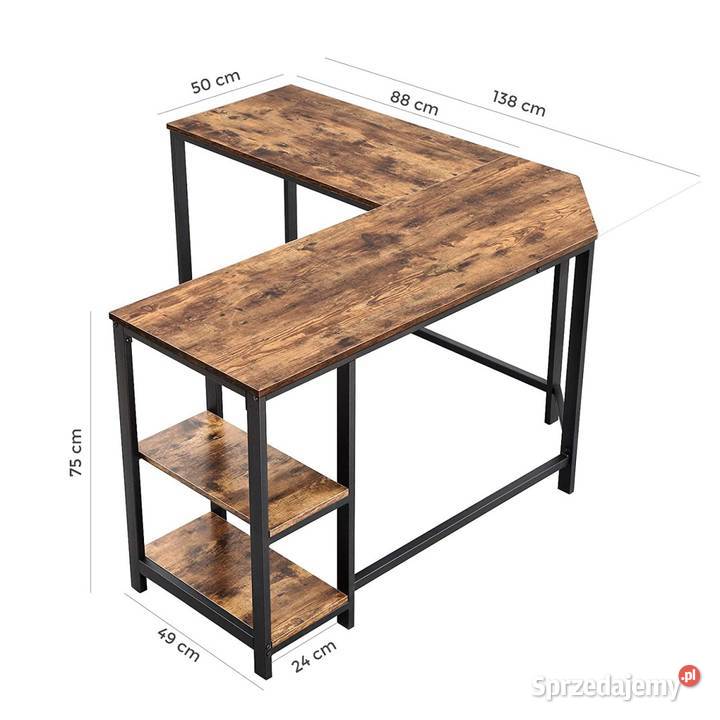Biurko Komputerowe narożne brązowe stalowa Smogorzów