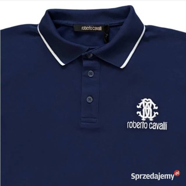 ROBERTO CAVALLI GRANATOWA POLÓWKA POLO TSHIRT Kalisz