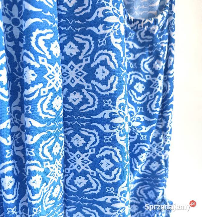Letnia sukienka Oasis XS 34 biało niebieska wzór Szczecin