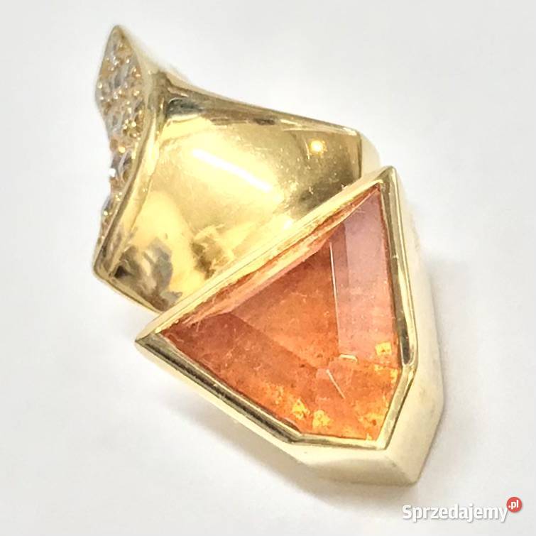 Złoty WISIOREK zawieszka 750 18K TOPAZ IMPERIAL złoto Warszawa