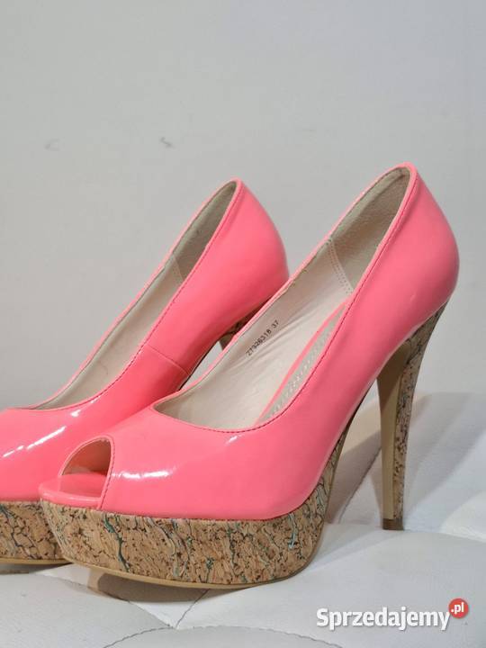 Neonowe szpilki 37 peep toe na platformie małopolskie Kraków