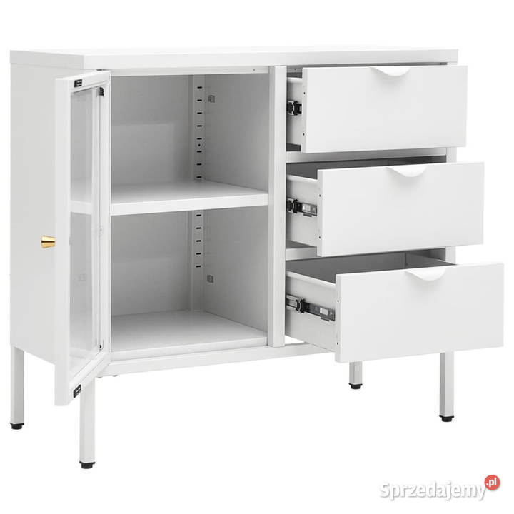 Komoda biała 75x35x70 stal i szkło hartowane Warszawa