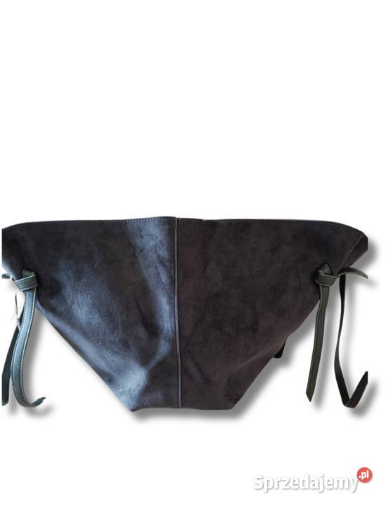 Duża torebka zamszowa grey XL z kosmetyczką i Torby i torebki