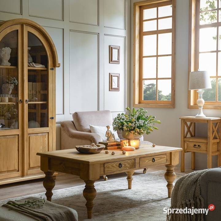 Drewniana ława kawowa z szufladami na nogach małopolskie Maków Podhalański sprzedam