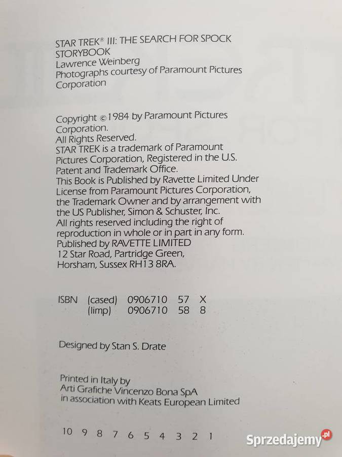 Star Trek III The Search For Spock Storybook Gdynia