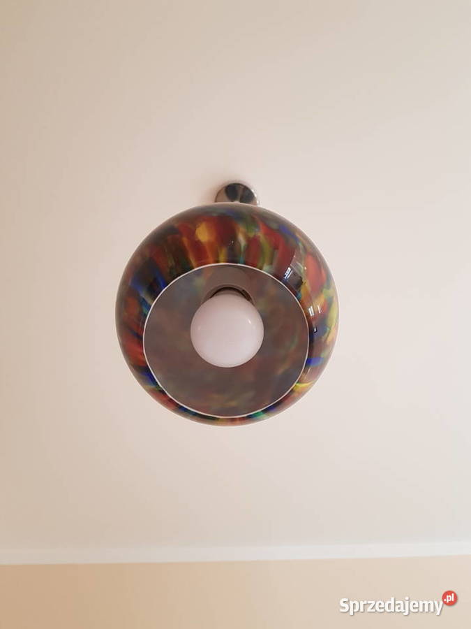 Lampa z kolorowego szkła okrągły klosz