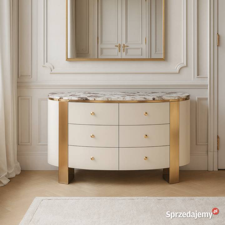 Komoda biała na złotych nogach z kamiennym małopolskie sprzedam