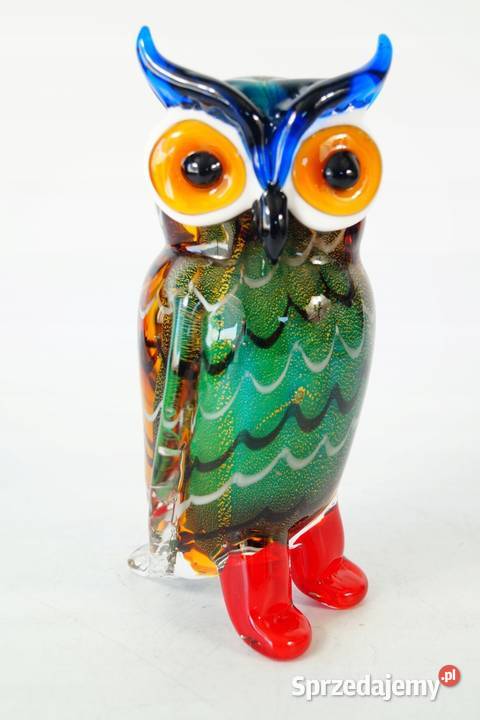 Figura szklana Sowa Murano style piękne kolory Gizałki