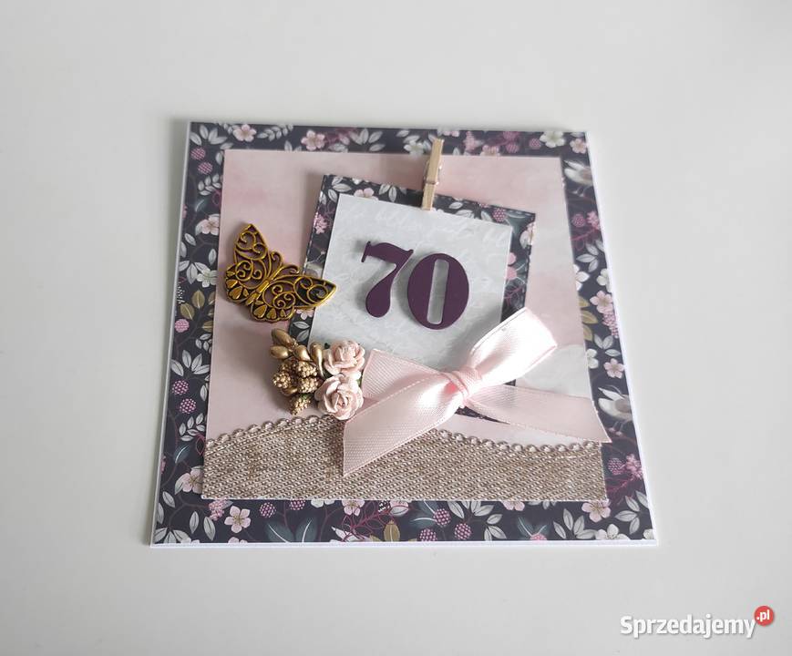 Kartka ręcznie robiona na urodziny z kwiatami i sprzedam