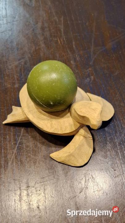 Stara ZABAWKA z drewna ŻÓŁW ręczna pracarzeźba Lublin